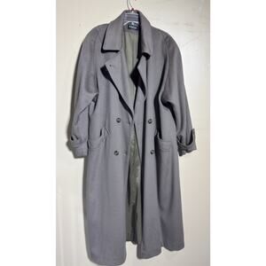 VTG Karen Brown Wool Velvet Trim Long Novelty Peacoat Womens 2XL Sophisticated
